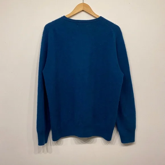 Naadam Peacock Blue Crew Neck Cashmere Sweater Large - Picture 2 of 5
